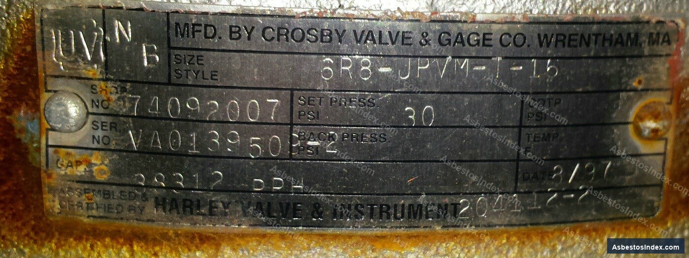 Crosby Valves · Label / Packaging — Crosby Valves